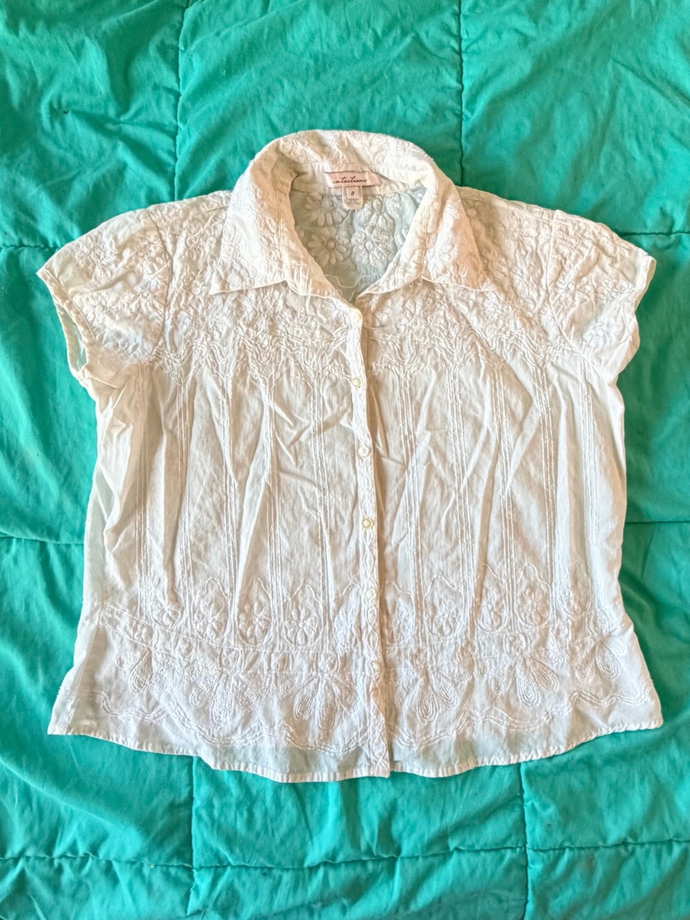Embroidered White Button-Down Women’s Shirt